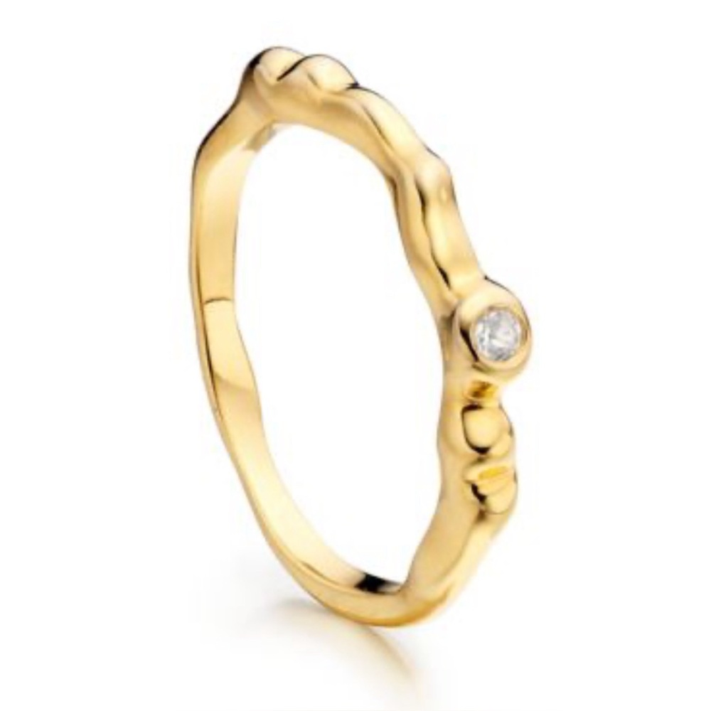 MONICA VINADER 925 sterling silver Gold Vermeil Siren organic wave topaz ring - Picture 10 of 13